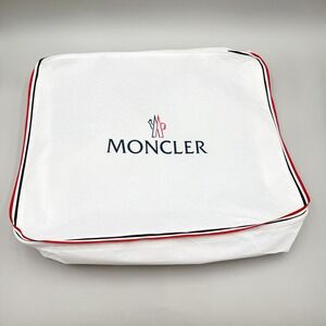 Moncler White Zippered Garment Storage Dust Bag Tricolor Trim Large Square 18x18